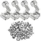 40 x M6-Befestigungsmuttern, Schrauben, Mutter- und Schraubensatz, Serverschränke, Edelstahl, korrosionsbeständig, Rack-Befestigungsschrauben für Serverschränke, silberfarben