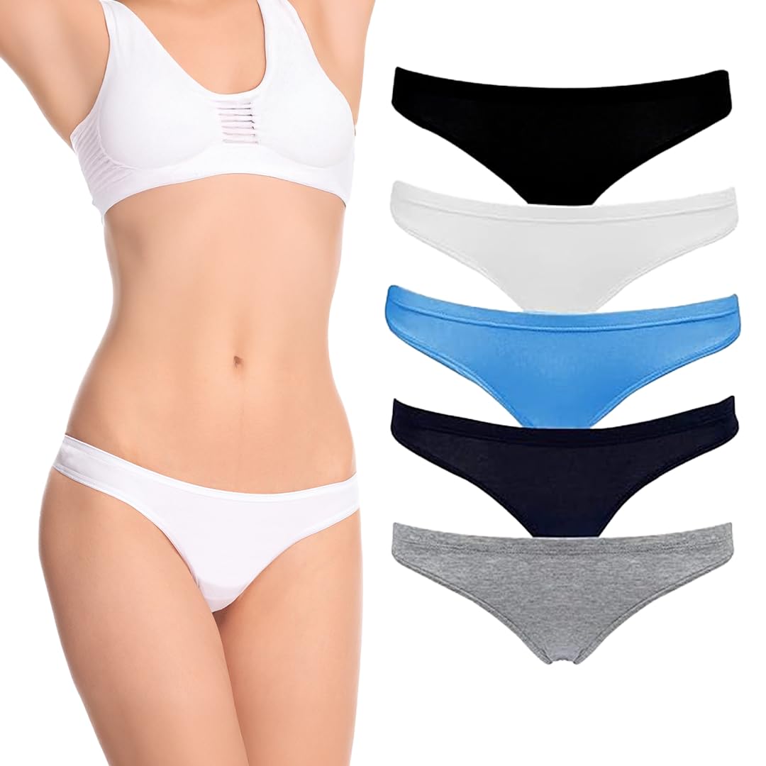 Emprella ropa interior de algodón para mujer, paquete de 8 o 5 unidades para mujer, sin costuras, bragas descaradas - Multi color - X-Large