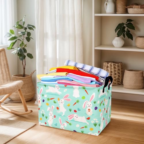 Image of Large Empty Easter Basket for Kid Fabric Personalized Bunny Eggs Easter Gift Basket for Boy and Girl (Rabbit Magician Easter Egg)