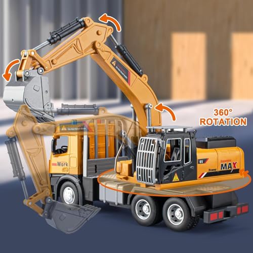 Image of Magicwand 1:24 Scale Die-Cast Excavator Crane【Box Packed】【Mustard】 with Openable Doors Working Lights & Shockers【Pack of 1】