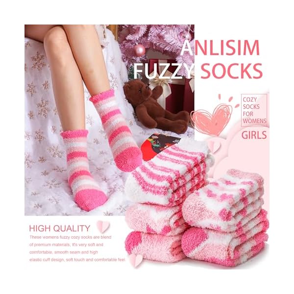 Anlisim Womens Fuzzy Socks Cozy Fluffy Winter Cabin Slipper Warm Fleece Soft Thick Comfy Socks - Image 4