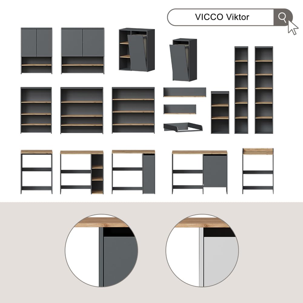 Vicco Meuble pour Lave-Linge Viktor, Blanc/Chêne Artisan, 93.6x88.2cm 2 pièces avec étagère