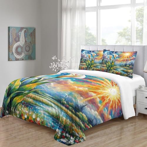 Housse de couette Calla Lily 3D microfibre douce anti-glissement