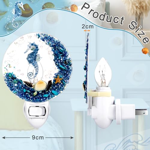 Image of Hortsun Plug in Seashell Night Light Ocean Sea Animal Decorative Night Light Plug in Beach Lamps Vintage Ocean Lamps for Adult for Home Bedroom Living Room Bathroom Wall(Sea Horse)