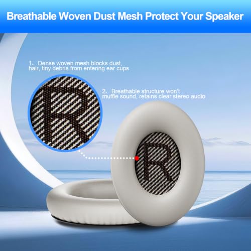 Almohadillas de reemplazo OOL para auriculares Bose QuietComfort 35 (QC35) y QuietComfort 35 II (QC35 ii), cojines para orejas con cuero más suave, espuma aislante de ruido y grosor adicional (blanco) miniatura 6