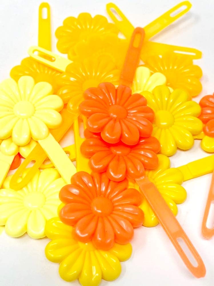 Amazon.com : Tara Girls Self Hinge Plastic Flower Hair Barrettes