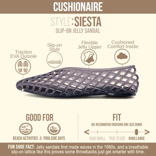 Image of CUSHIONAIRE Siesta Modern Lattice Ballet Flats for Women, Comfortable Slip On Pointed Toe Womens Jelly Shoes