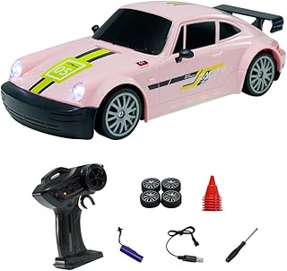 meiyan Coche RC 2.4G 15 Km/H 1/24 Coches de Deriva de Tracción de Alta Velocidad en Las Cuatro Ruedas Juguetes de Carreras Simulados Rosa