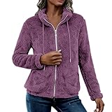 Chaqueta de forro polar para mujer, con solapa y cremallera completa, abrigo de invierno grueso de sherpa cálido, talla pulu, color sólido, cuello alto, abrigo con cremallera, suéter de forro polar