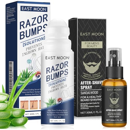 Coffret Soins Après-rasage pour Hommes Spray Après-rasage au Bois de Santal + Baume Après-rasage pour Hommes Apaise et Hydrate le Visage Réduit les Rougeurs et les Picotements, Cadeaux pour Hommes
