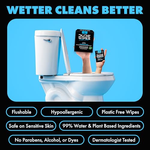 Image of DUDE Wipes Double Deuce Unscented Travel Wipes - 2 Wipes per Pack (40 packs, 80 Count) - On-The-Go Adult Flushable Wipes for Sensitive Skin - Infused with Vitamin E and Aloe - Septic and Sewer Safe