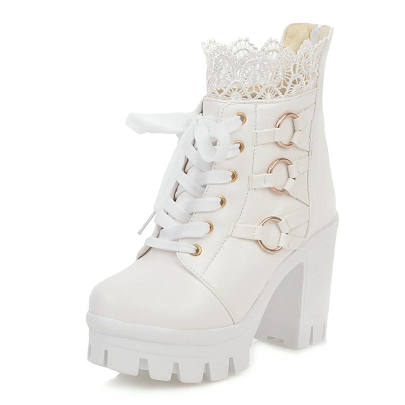 MEOTINA Goth Chunky Platform Boots for Women High Heel Black Ankle Booties Rivets Punk Combat Boot Shoes