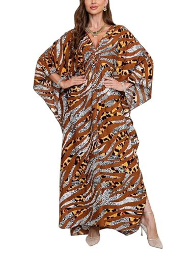 Image of KEYLORTING Plus Size Kaftan Dress Women, African Moo Moo Print Caftan, Batwing Dress, Beach Cover Up for Party and Loungewear