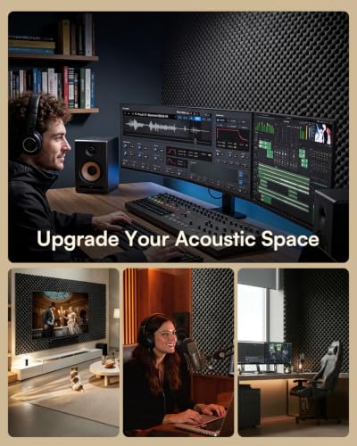 Image of SD SODOCT 24 Pack Self-Adhesive 12 inch X 12 inch X 1.2 inch Egg Crate Soundproof Wall Panels for Studio, Room Acoustic Treatment Foam, Sound Absorbing Foam Black