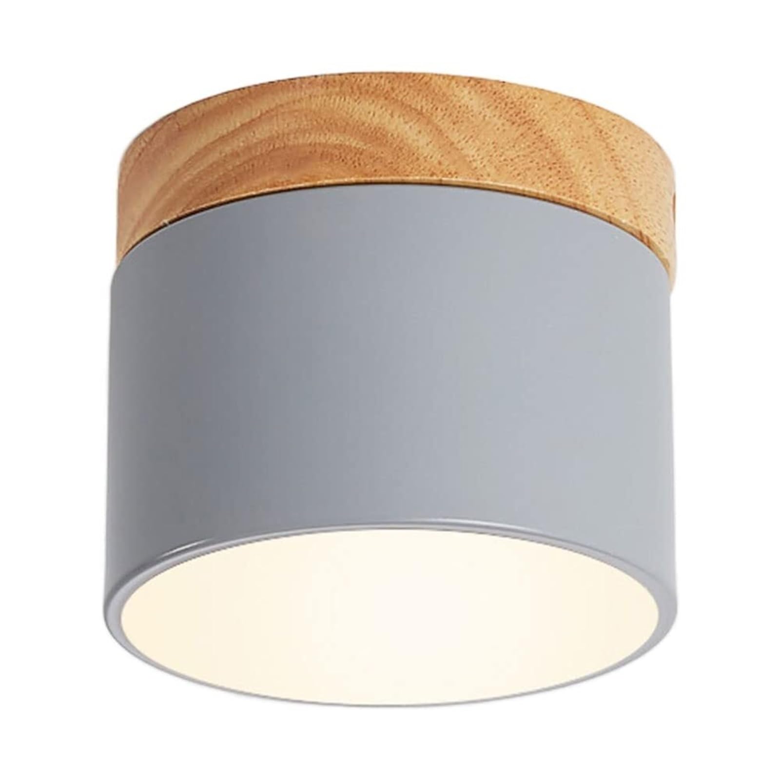 KHUKHU Round Downlight LED Ceiling Lamp Three-Color Dimmable Flush Mount Light Fixture Close to Ceiling Light Fixtures Corridor Decorative Light Home Nordic Entrance Hallway Macaron Light(Grey)