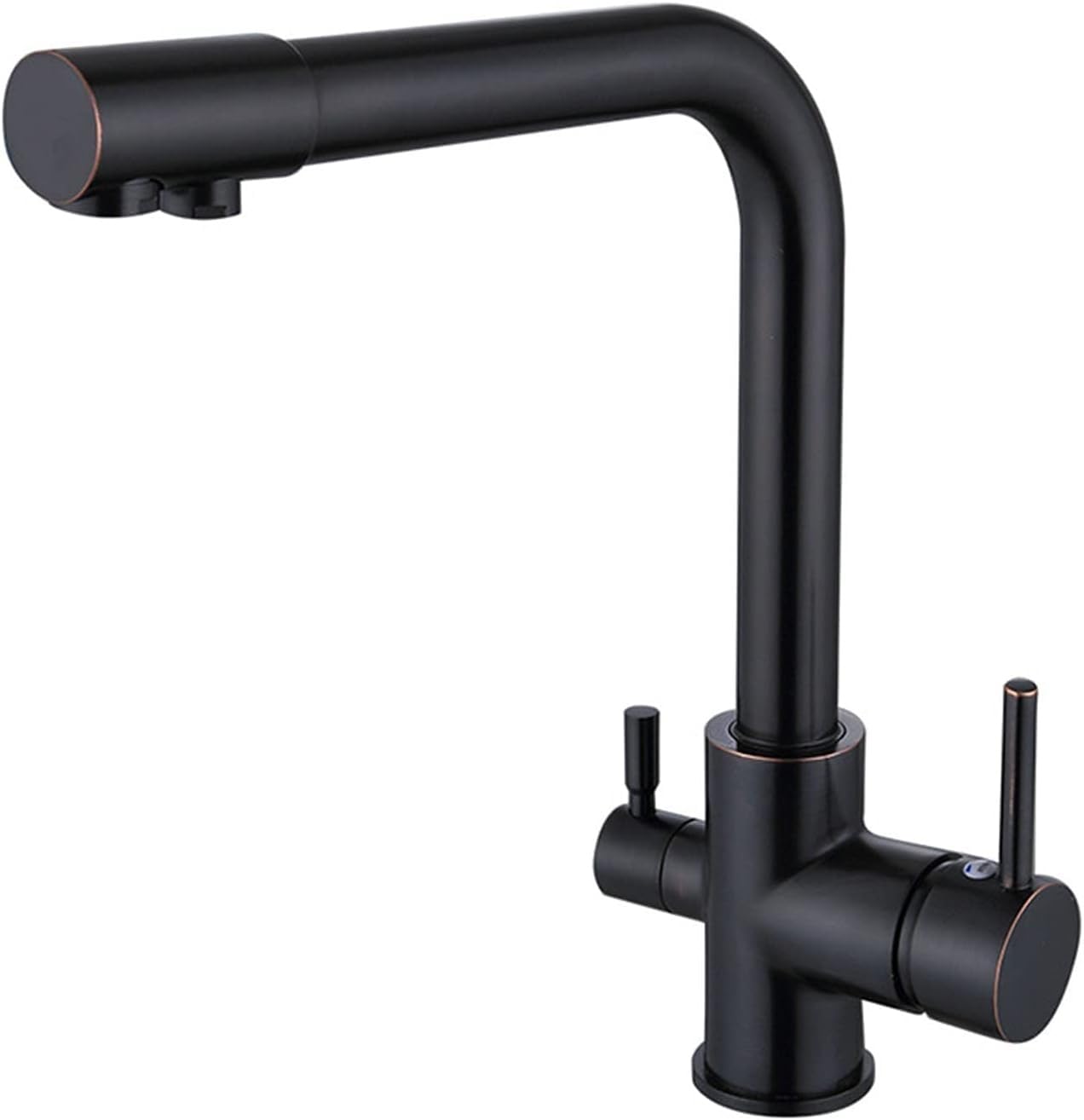 Kitchen Water Filter Faucet Drinking Water Rotatable Double Handle Kitchen Sink Household Multifunctional (Nero)