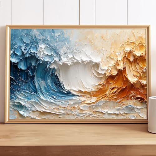 Mostemauo Peinture abstraite colorée - Art mural abstrait rose orange - Art mural moderne coloré - Décoration de salon - 40,6 x 61 cm - Sans cadre