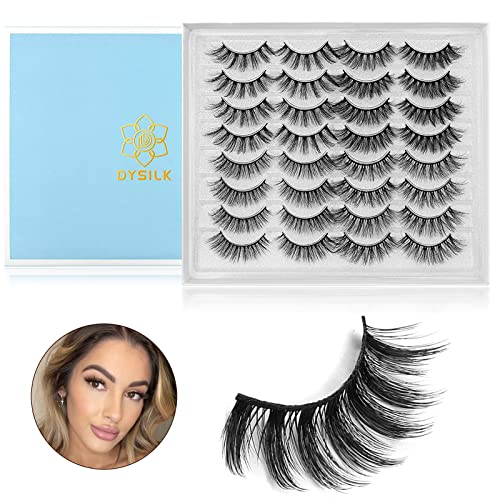 Dysilk False Lashes Mink - 16 Pairs 6D 4 Styles Mixed Lashes Faux Eyelashes Wispy Fluffy Natural Look - Fake Eyelashes Mink Lashes Soft Reusable Eye Lashes | 15Mm 18Mm #TOP1