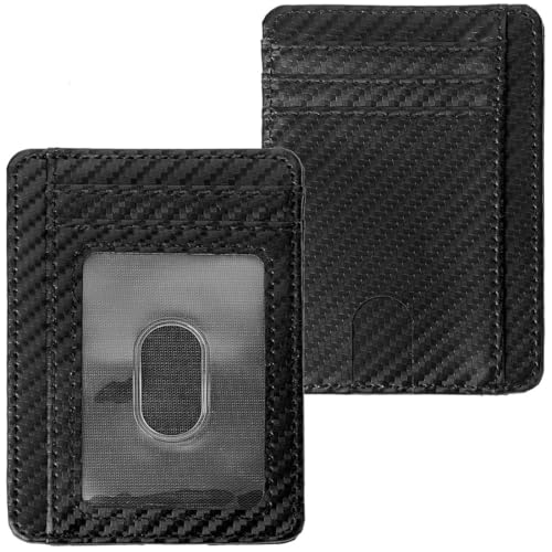 COYUN Carteras para Hombre,Tarjetero,Cartera con Bolsillo Frontal, Tarjetero Minimalista con Bloque RFID Portatarjetas para Tarjetas de Crédito/Identificación,Diseño Minimalista,Negro