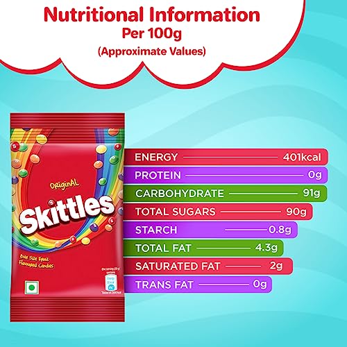 Image of Skittles Original Chewy Fruit Candy | Bite-Size Fruit Candies Pack | Delicious Fruity Flavours (Lemon, Apple, Grape, Strawberry, Orange)| Show Box Pack| 348 Gm | Pack of 2