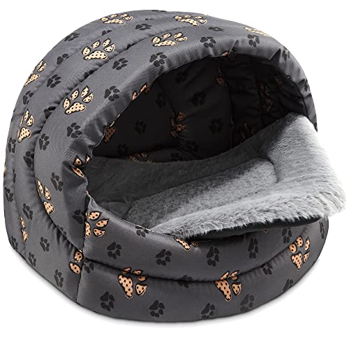 SuperKissen24. Cuccia per Cani Interno - Cucce per Cani e Gatto - Impermeabile Lettino per Cani e Gatti di Piccola Media e Grande Taglia - OEKO-TEX Certificato - 61x45x41 cm - Zampe Grigio