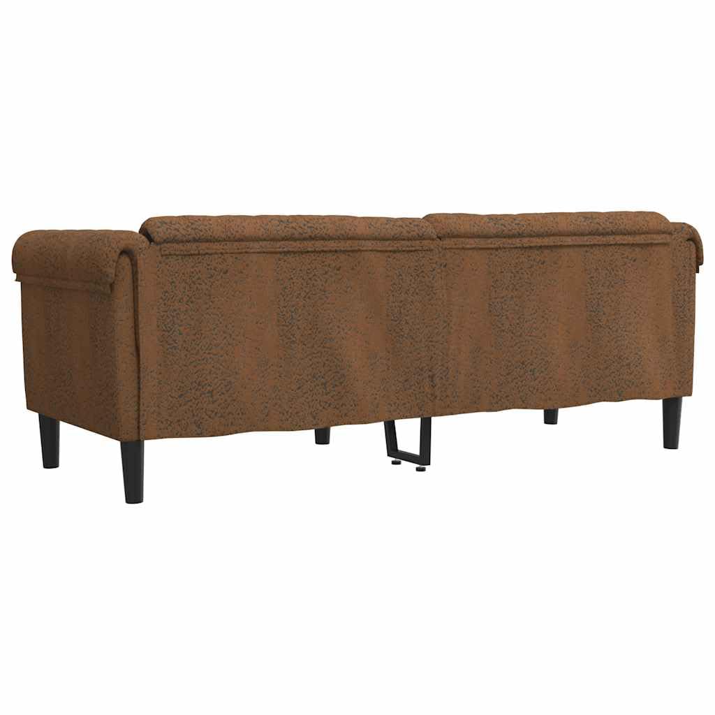 Divano a 3 posti, in ecopelle, effetto pelle scamosciata, con imbottitura, 203 x 77 x 74 cm, moderno per soggiorno, divano resistente, seduta confortevole, struttura stabile