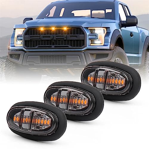 3 Pcs Frente Grille Light Raptor Estilo Fumado Lente Âmbar LED Light 12V 6W para Ford F150 Car Fog L