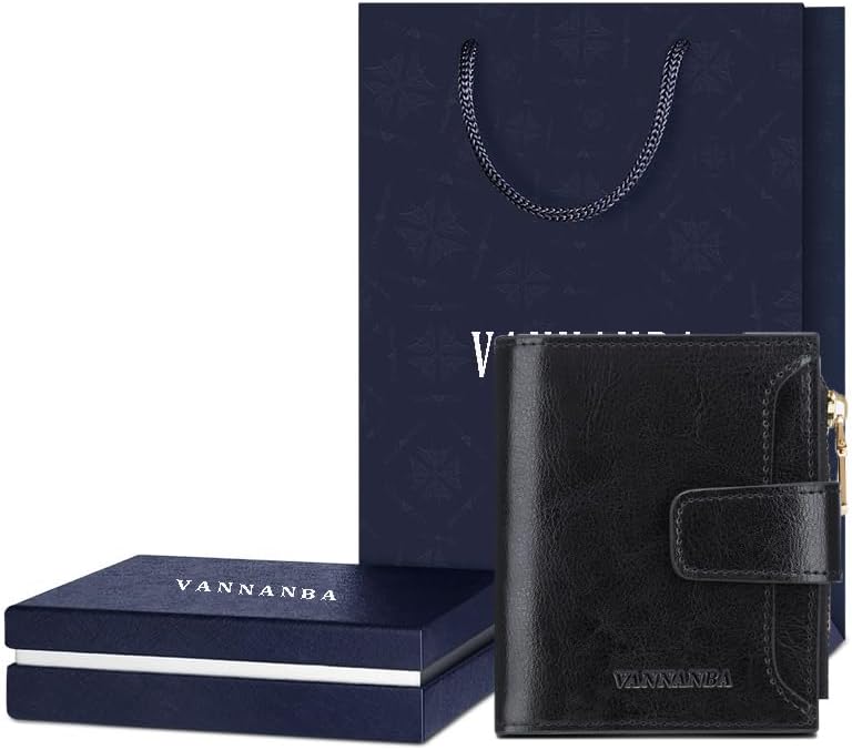 VANNANBA Small Wallet for Women Genuine Leather Bifold Zipper Front Pocket Compact RFID Blocking Credit Card Case Purse with Gift Box - Image 9