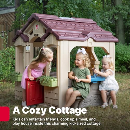 Image of Step2 Charming Cottage Kids Playhouse, Indoor and Outdoor Clubhouse Playset, Interactive Sounds, Toddlers 2+ Years Old, Easy to Assemble