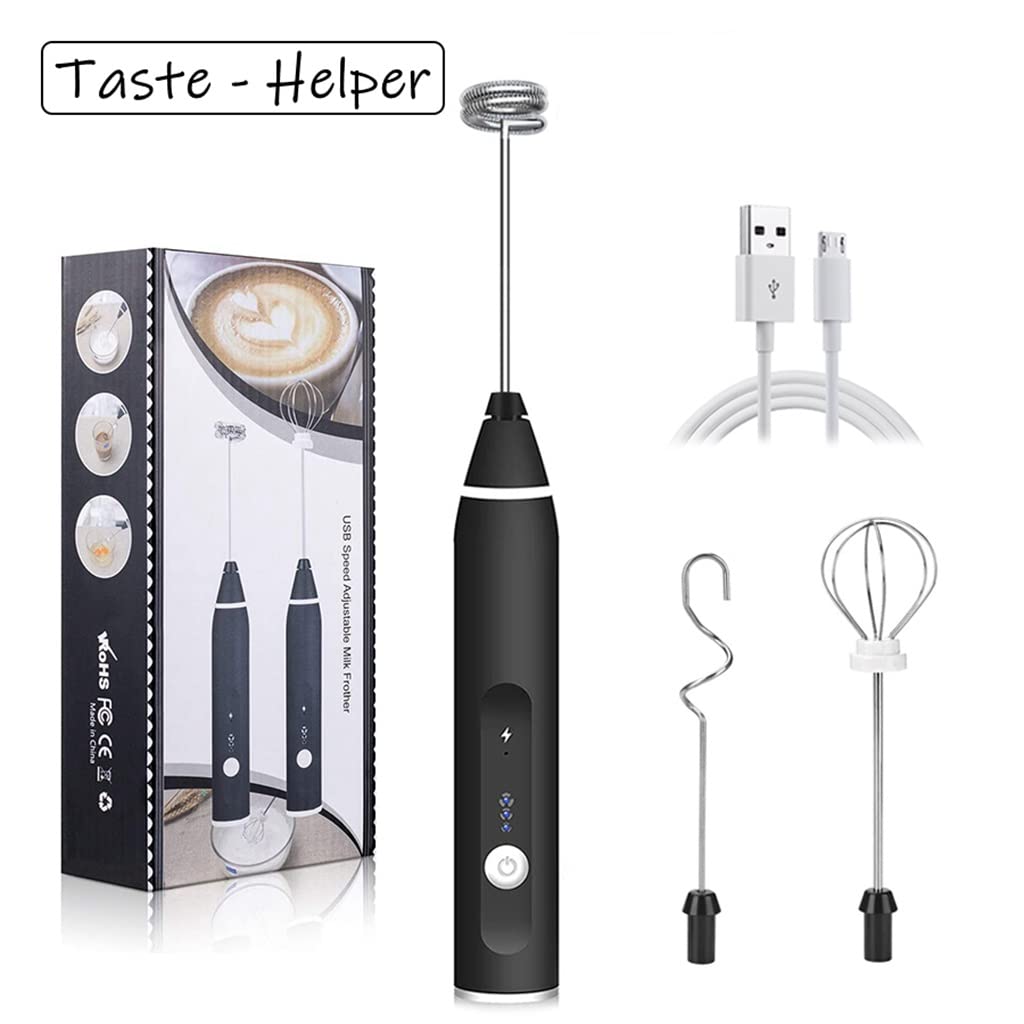 Batidora eléctrica Espumador de Leche de 3 velocidades Batidora de Mano/Agitador Batidor de Huevos Recargable Mini espumador (B