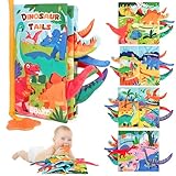 BBWOO Baby Spielzeug 0 6 Monate Babybuch Sensorisches Stoffbuch, Interaktive Fühlbuch Knisterbuch ab 0 3 6 Monate Lernspielzeuge Quiet Book Geschenk für Neugeborene (Dinosaurier)
