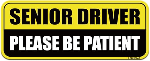 GEEKBEAR Senior Driver Car Magnet - Colorful, Reflective, Weather-Resistant - Rectangular 8.7 x 3.5 in (Yellow/Black)