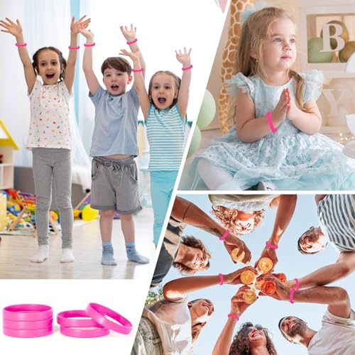 Image of Morcheiong 12 Pieces Silicone Bracelets- Rose-red Color Blank Rubber Wristbands for Adults Teen Party Favors