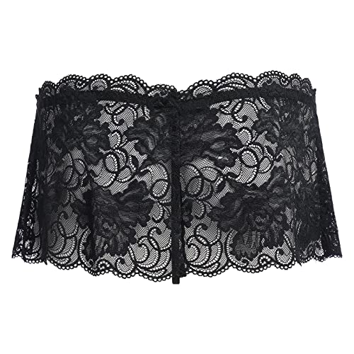 ABAFIP Men Sissy Skirted Panties Lace Thongs Sheer Mesh G-string Underpants Crossdressing Lingerie Underwear2