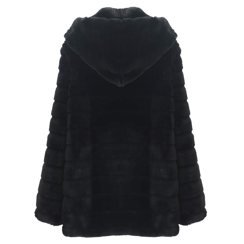 Générique Manteau en Fausse Fourrure pour Femme, Automne Hiver Chaud polaire femme zippée Veste à Capuche Pelucheux Shaggy Pardessus,Veste Femme Réversible en Fausse Fourrure avec col en Fourrure