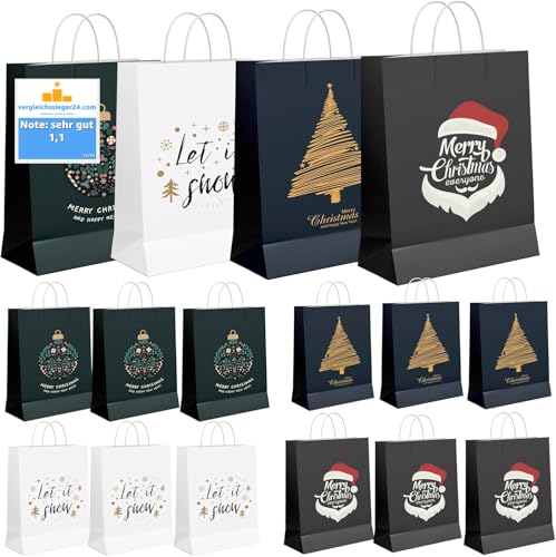 12x XXL Weihnachtstaschen Weihnachten Geschenktüten Weihnachtstüte...