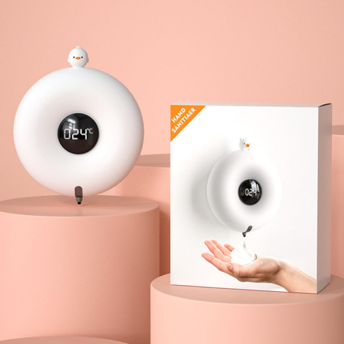 Hemobllo Dispensador Automático de Jabón Capacidad de 300ml Sensor y Diseño de Dibujos Animados Recargable Batería Integrada para Uso en Hogar y Restaurante