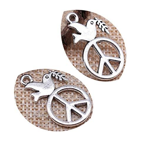 honggui1111-30pcs 28x16mm Peace Sign Dove Charm Pendants for Jewelry Making Peace Dove Pendants Charm Cover