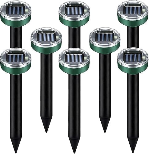 Mole Repellent Solar Powered - Ultrasonic Rodent Repeller 8 Pack,Waterproof Solar Powered Groundhog Deterrent for Yard Garden Farm,Rat Repellent for Gopher