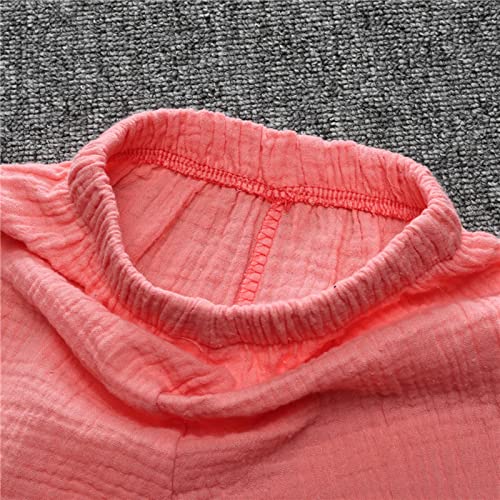 Moonker Cotton Linen Pants for Toddler Kids Unisex Baby Boys Girls Solid Color Elastic Waist Comfy Soft Casual 32