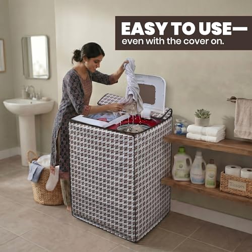 Image of DREAM CARE Waterproof & Dustproof Washing Machine Cover Top Load & Semi Automatic Suitable for 7 kg, 7.2 kg, 7.5 kg (83 x 95 x 51 cms)