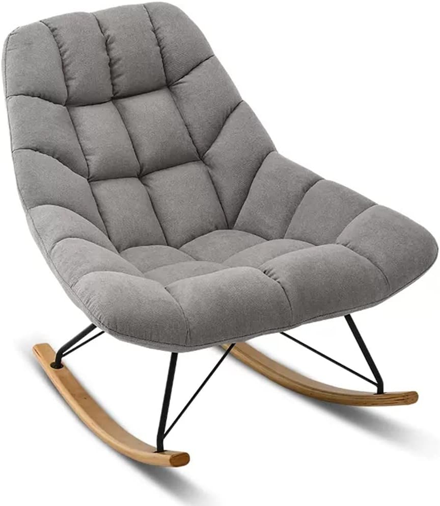 Upholstered Velvet Rocking Chair Nursery Glider Chair Armchair Comfy Mid Back Rocker Chair with Solid Wood Base Modern Lazy Sofa Chair for Living Room Bedroom ( Color : Blue , Size : With ottoman ) (