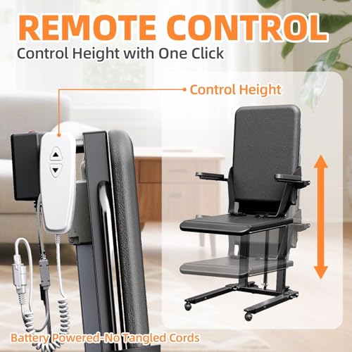 Image of Upgrade Steel Electric Lift Chair with Advanced Wheels and PU Cushion, Floor Lift for Elderly, Support Up to 220 LBS, Safety Seat Belts and Handrails, Suitable for Home or Care Facilities Use, Black