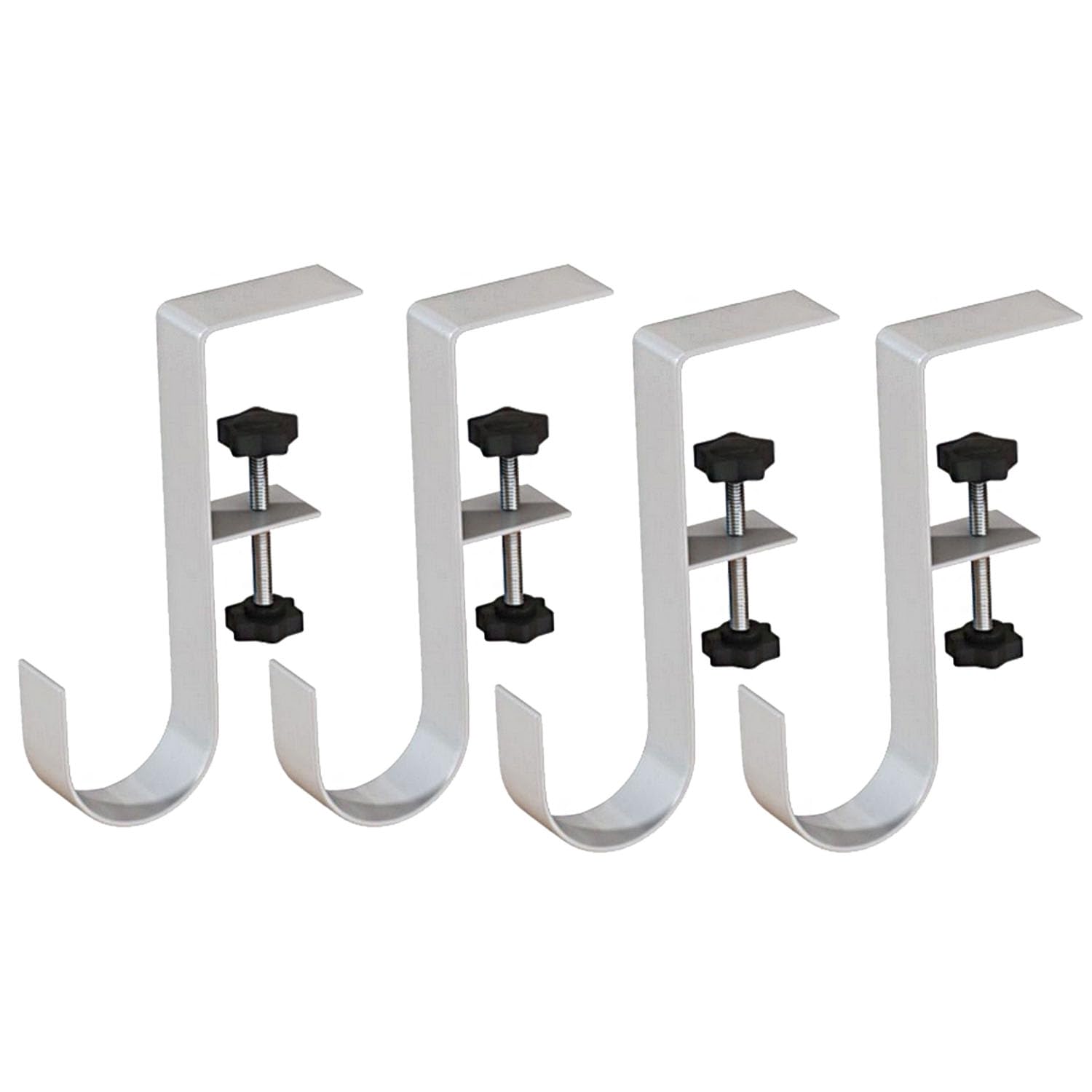 Teadokly 4pcs Desk Hooks, Under Shelf Table Storage Hooks Clip-On Desktop Accessory for Organizing Book Bags and Desktop Miscellaneous Items (White)