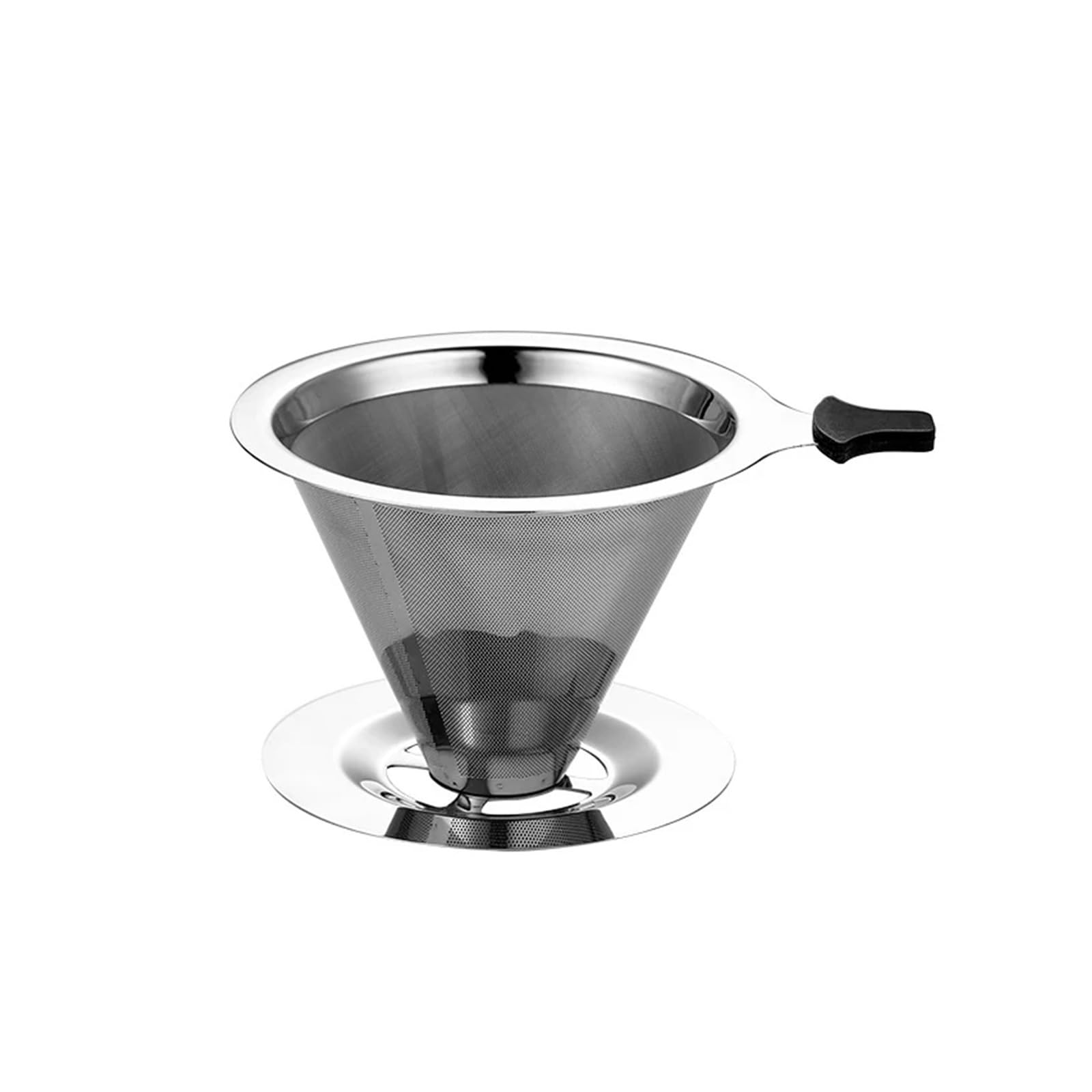 1 Filtro de café Doble Capa Acero Inoxidable 304, Soporte for Verter, Malla Goteo for té(Size M with Base)