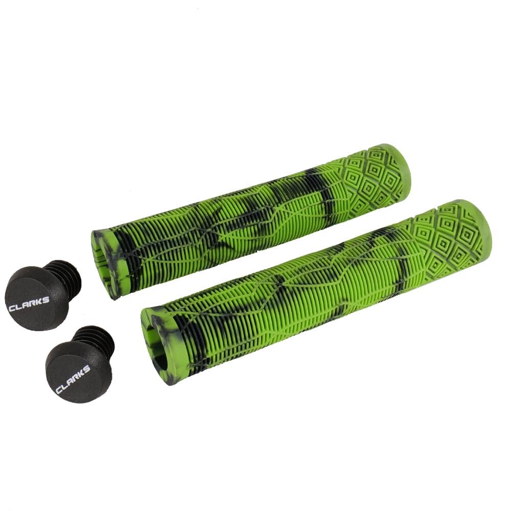 Clarks Cycle Systems C132 Rubber Handlebar Grips, Green/Black, 168mm