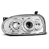 Azoeparts 1X Angel Eyes Dual Halo Projector Headlight Head Light Lamp for VW Golf MK3 1991-1997 (Left Driver Side)