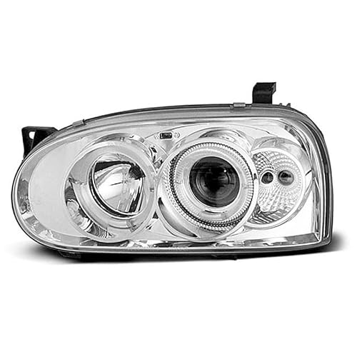 Azoeparts 1X Angel Eyes Dual Halo Projector Headlight Head Light Lamp for VW Golf MK3 1991-1997 (Left Driver Side)