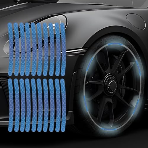 Image of 20PCS Car Wheel Reflective Decorative Strip,Night Safety Warning Stickers,Cars,Motorcycles,Bicycles are Applicable, Colorful and Diverse, a Street the Most Beautiful Car (Deep Purple Blue)