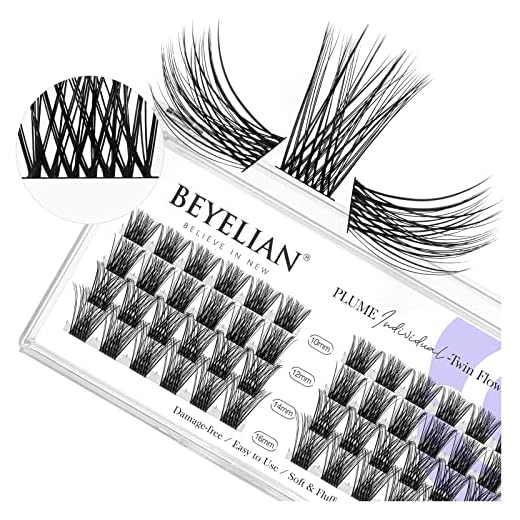 BEYELIAN Pestañas Postizas Individuales DIY, C Curl 48 Pcs 0.07mm 10-16mm Mixed Cluster Lashes Pestañas Naturales en Casa (Twin Flowers)